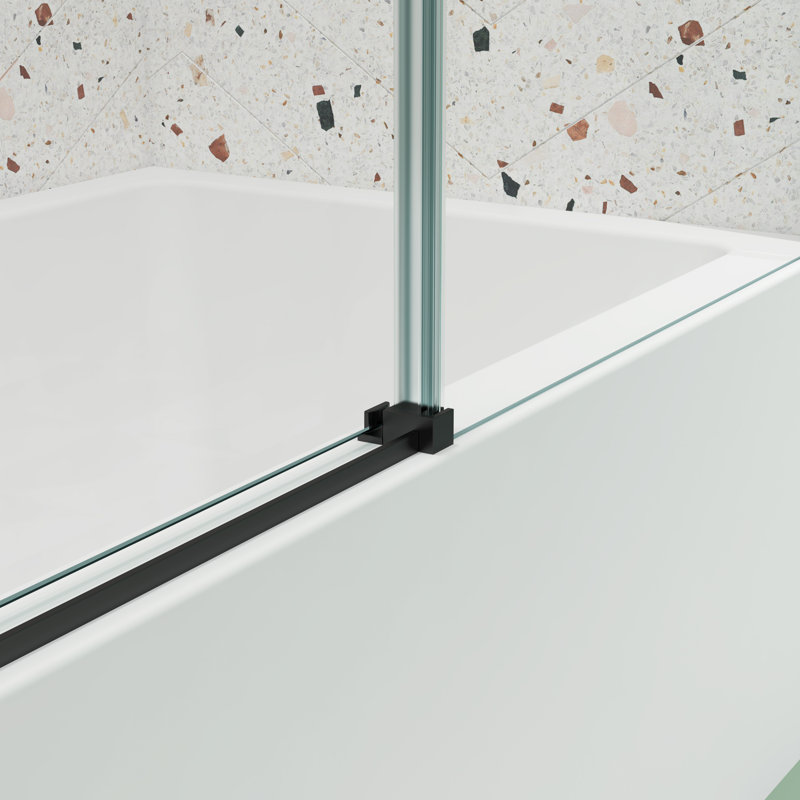 Matte Black Tempered Glass Sliding Shower Door 56-60" W x 58" H