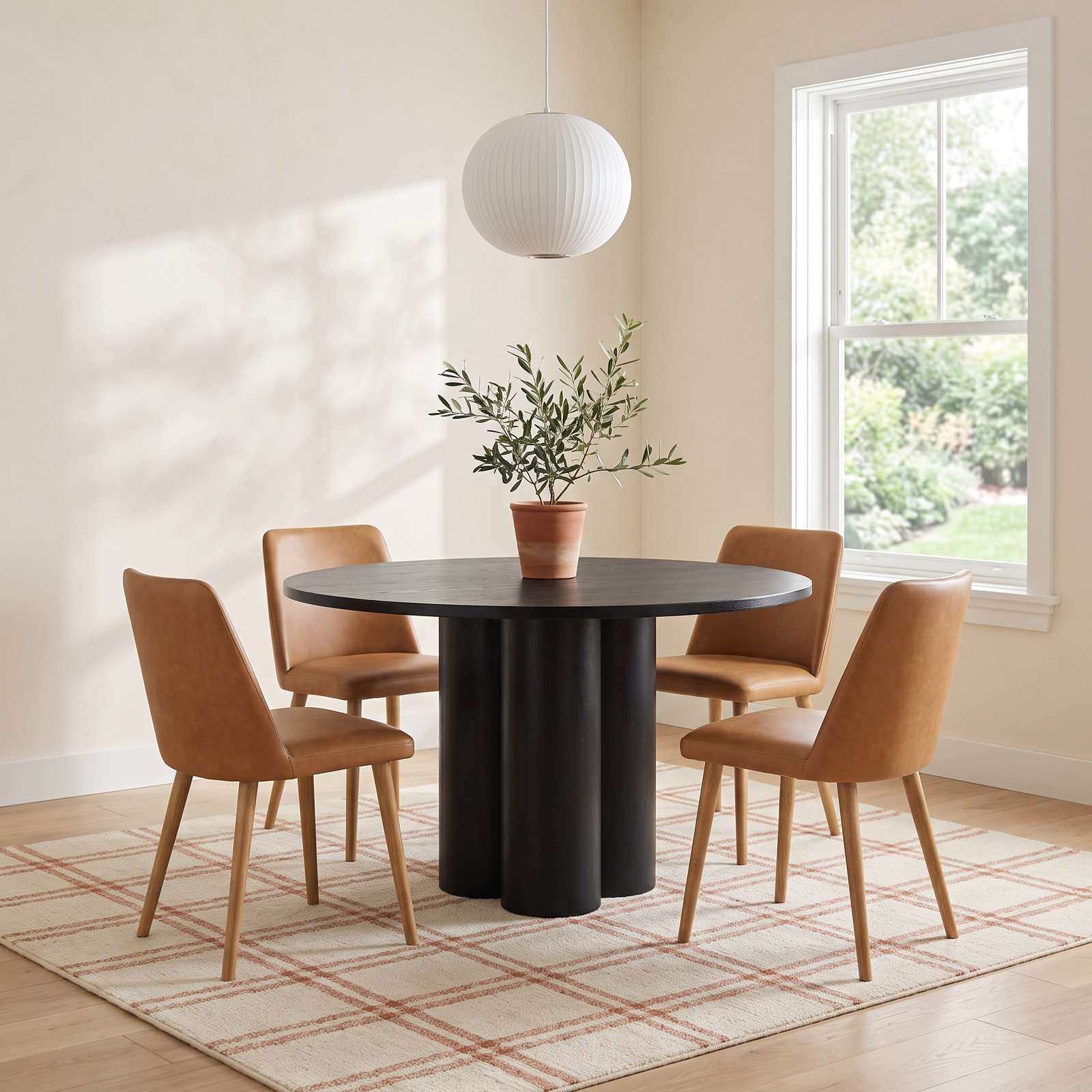 4 Quarter Round Dining Table, Black Ash, 48" W x 48" L