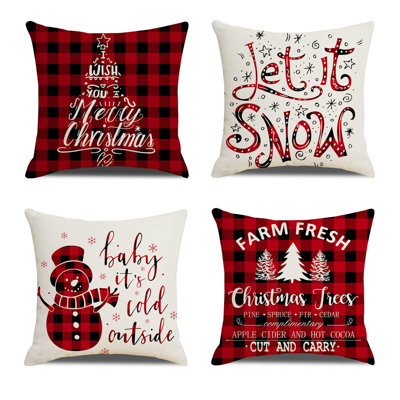 Merry Christmas Throw Pillow Covers 18X18 Inch Set Of 4