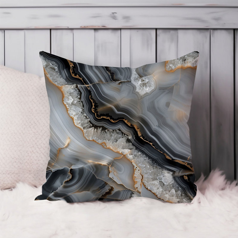 Abstract Gray Marble Geode Pattern IX Modern, 18"H x 18"W