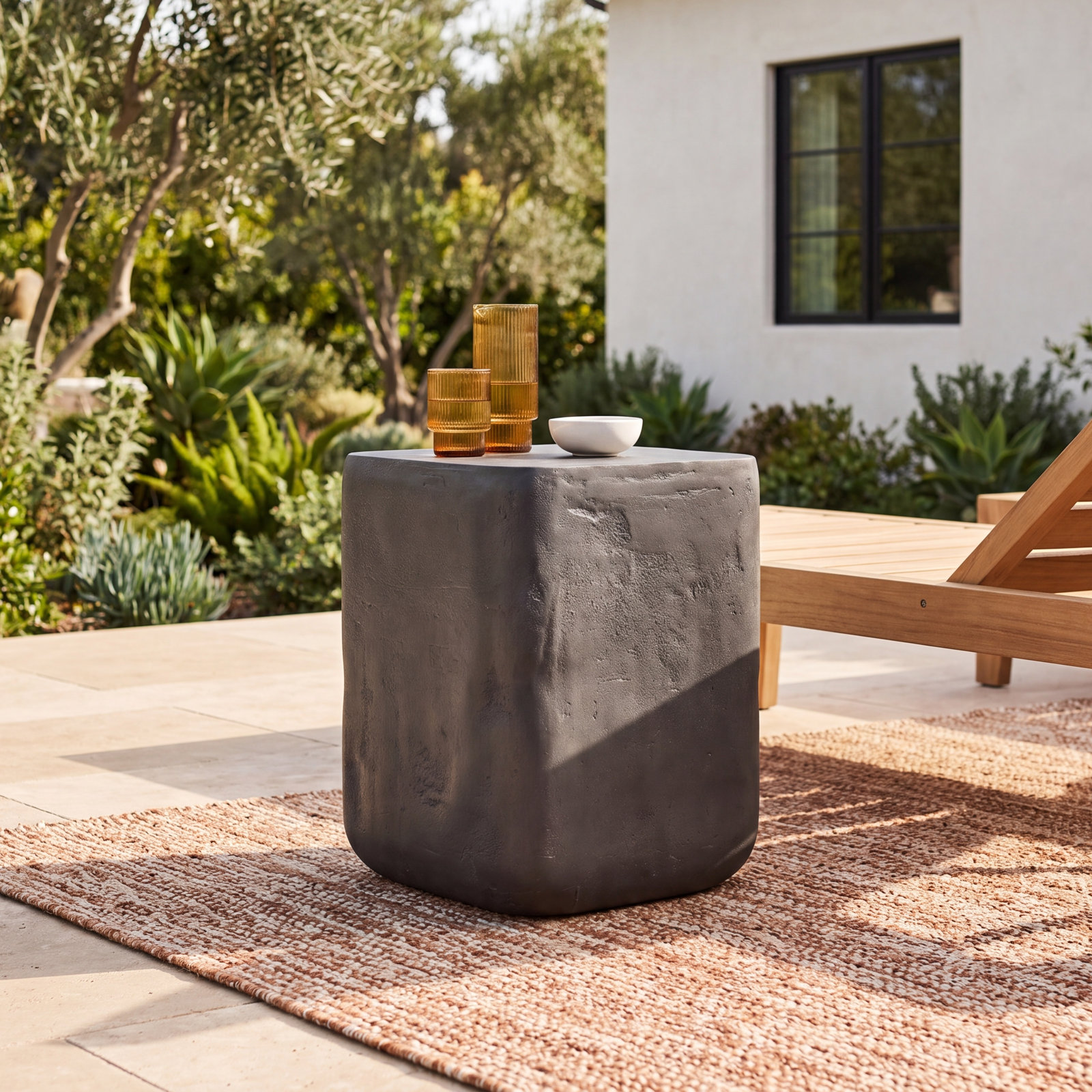 Abramson 14.5'' Aluminum Outdoor Side Table, Aged Gray