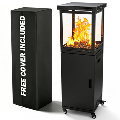 50000 BTU Black Standing Propane Patio Heater with Wheels