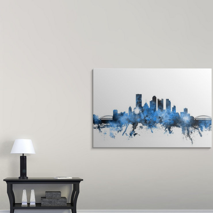 «Pittsburgh Pennsylvania Skyline» par Francy, impression, H 32 po x l 48 po x P 1,5 po, Toile