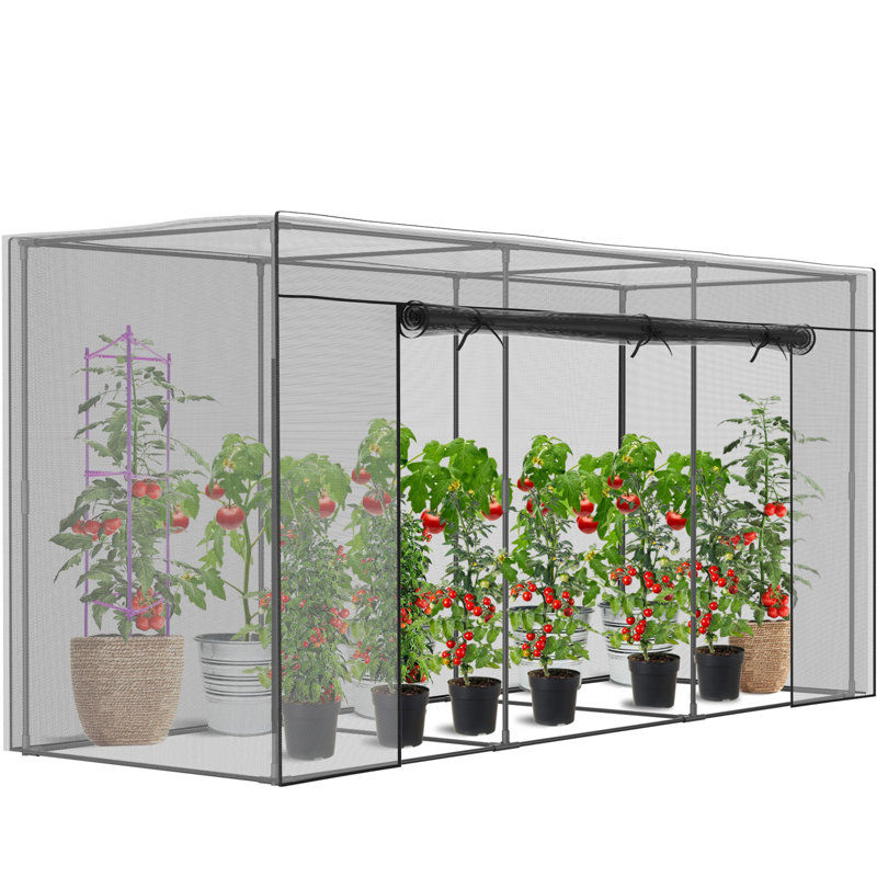 Crop Cage for Garden Plant, Raised Garden Bed Cover with Frame and Zippered Door for Outdoor Plants, 71" H x 142" W x 48" D