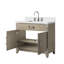 Grey Oak Single Bath Vanity 36 In. W X 22 In. D, White Quartz Top, And Faucet Set-117980215