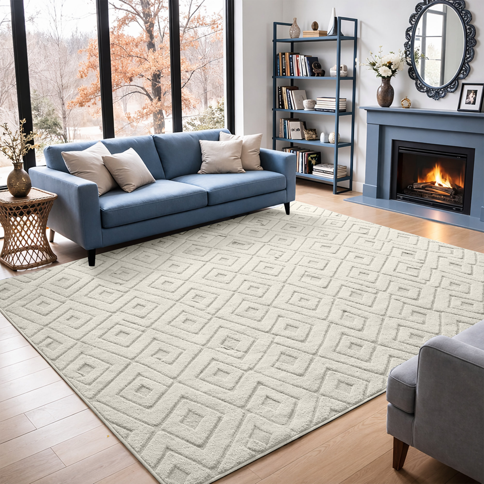 Kensington Modern High-Low Hollow Square Geometric Rug | Wayfair.co.uk