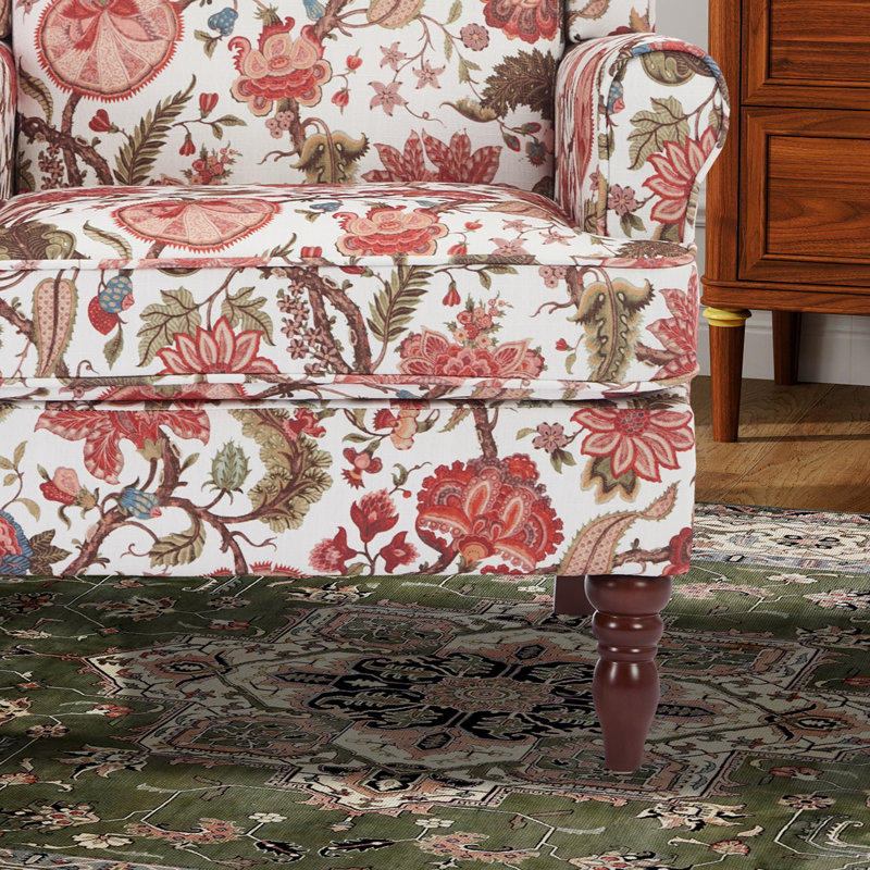 Devonn Upholstered Accent Chair, Brown/White/Red Floral