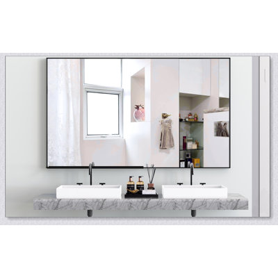 Miroir de salle de bain rectangulaire surdimensionné moderne avec cadre, grand miroir mural pour diverses pièces, durable et polyvalent