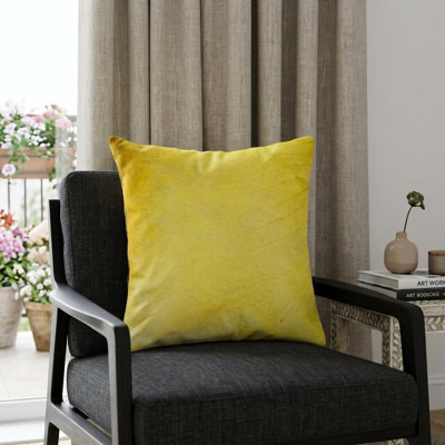 Coussin 18 "en peau de vache jaune
