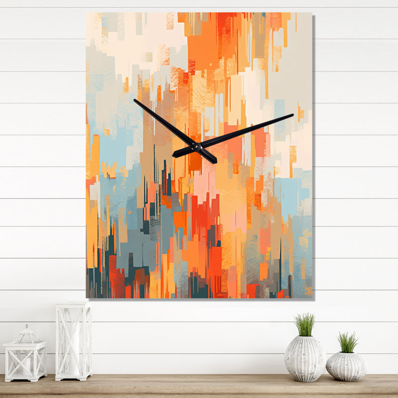 Horloge murale moderne orange et beige, Médium