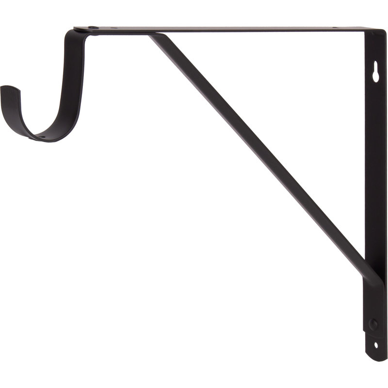 Support de tablette à dossier plat de 10 3/4 po avec abattant de 3 po - Noir mat, Noir mat