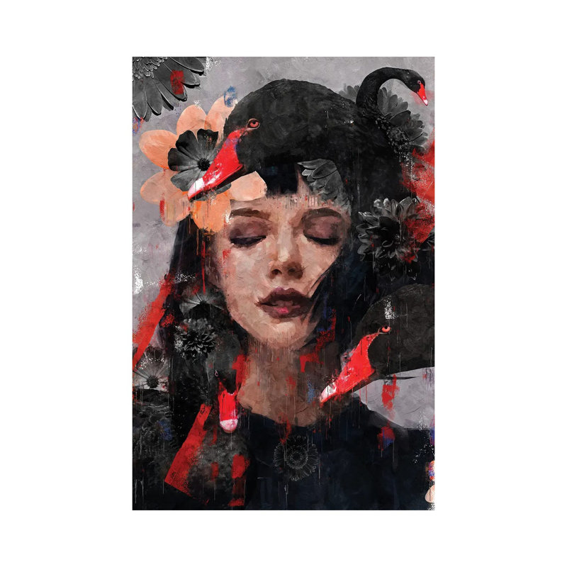 Red - Swan by Danilo De Alexandria - Wrapped Canvas Print, 66.04 cm H x 45.72 cm W