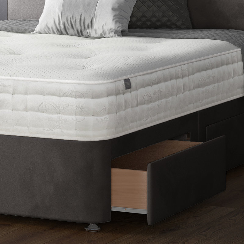 Hayder Divan Bed Base, Charocal, Single (3'), 2 Right Drawers