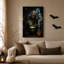 Squelette, sorcier versant, potion verte dans une toile d'Halloween foncé-1731364182
