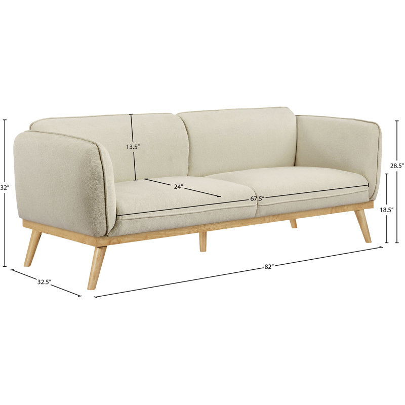 Lexiee 82'' Upholstered Sofa, Cream Boucle Fabric