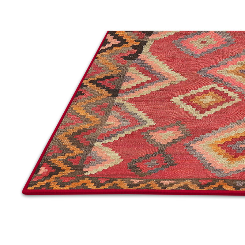 Tapis décoratif rouge de style sud-ouest Wyrick, Rectangle 6 pi x 9 pi