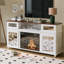 Meuble télé blanc avec porte miroir coulissante pour téléviseur de 70 po ou moins - foyer non inclus