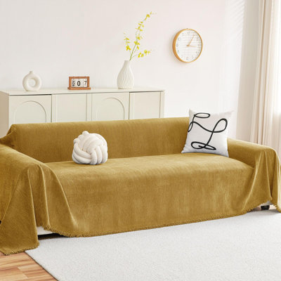 71"*118" Couch Cover for Dogs, Boho Chenille Sofa Cover for 3 Cushion Couch, Anti-Scratch Washable Sofa Slipcover, Loveseat Sectional Couch Throw Blan
