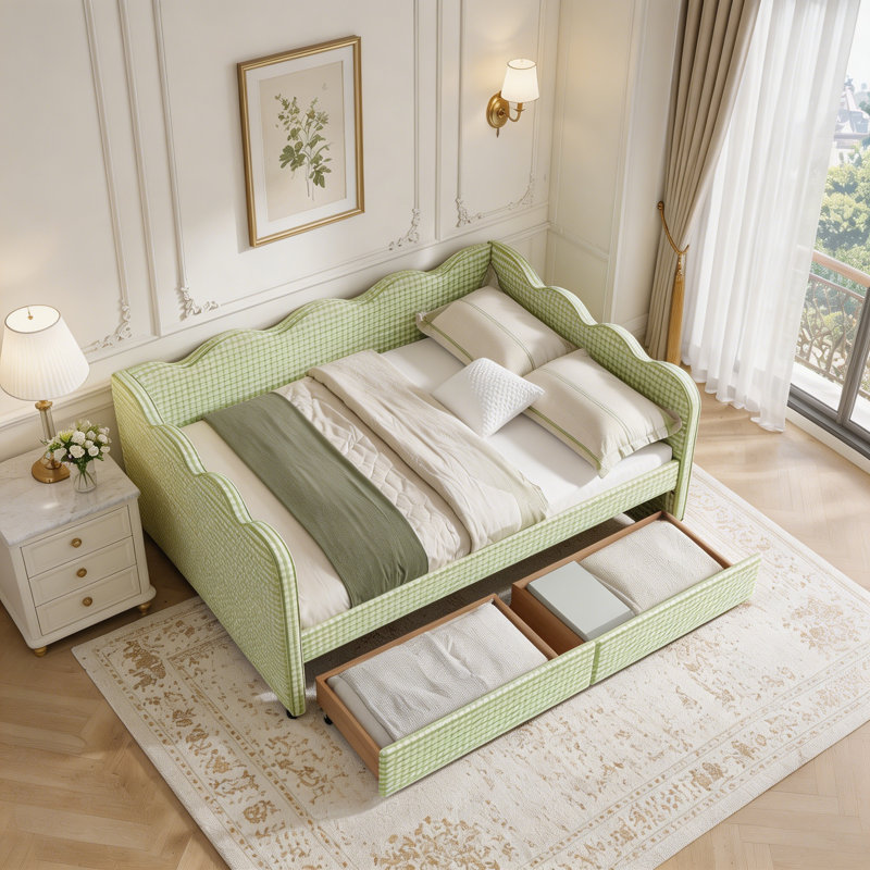 Lit de jour double, full-Drawers, Green