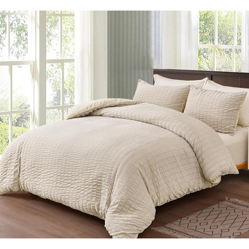Microfiber No Pattern Duvet Cover Set, Beige