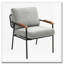 Chaise d'appoint avec accoudoirs en bois naturel et structure en métal noir-750447264