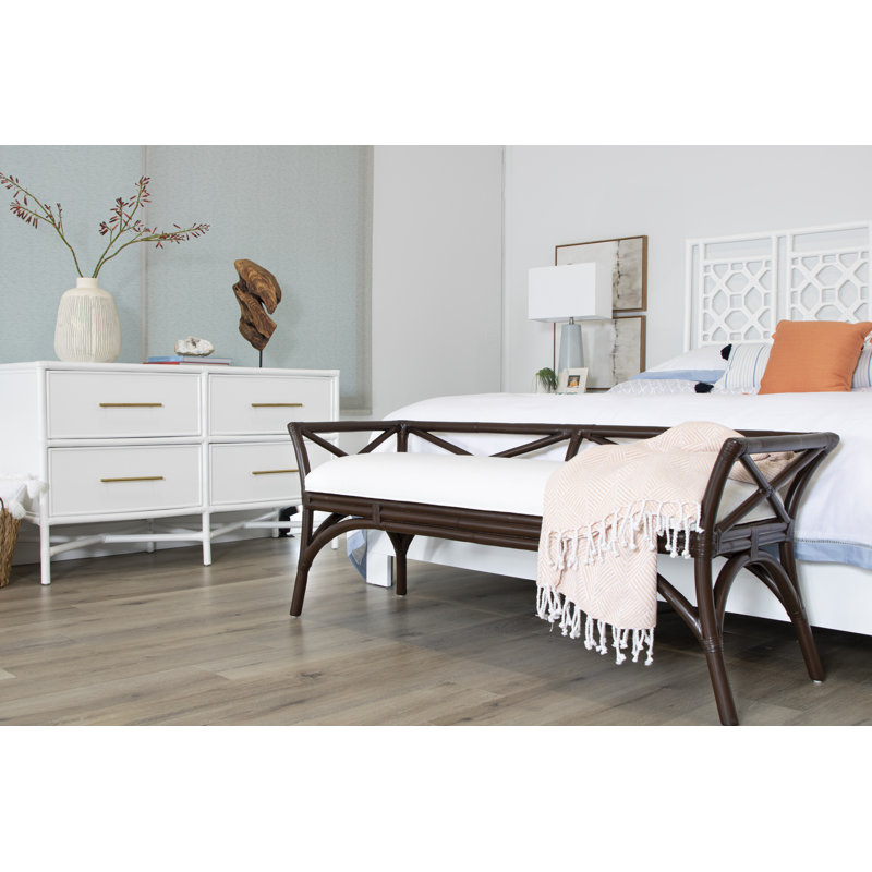 Wicker Bench, Citrus Orange