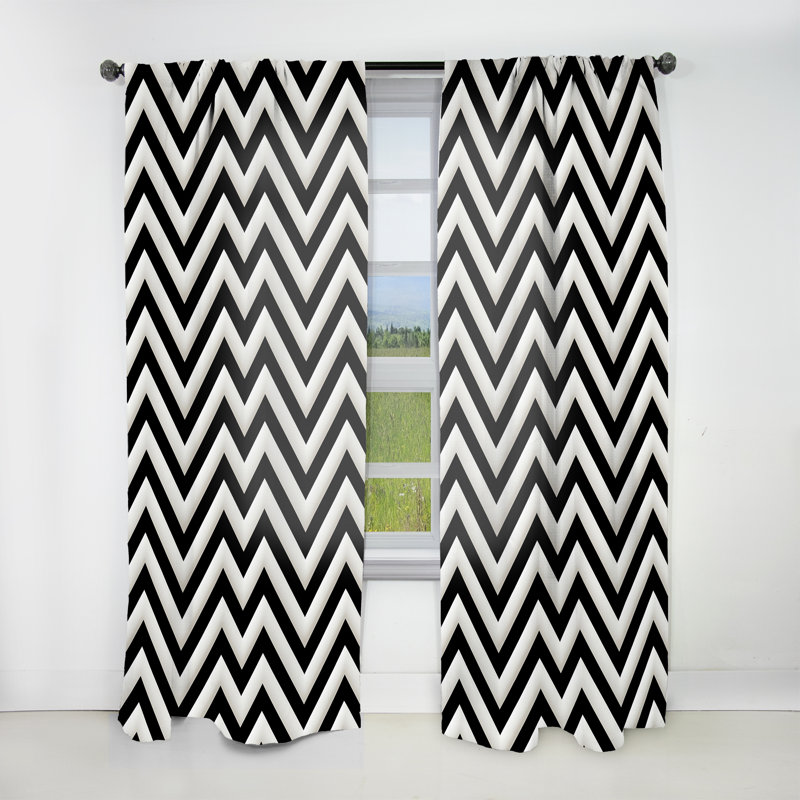 Motif à chevrons noir et blanc Harmony - Rideau à chevrons - Velours obscurcissant - 1 panneau, L 52 po x L 84 po