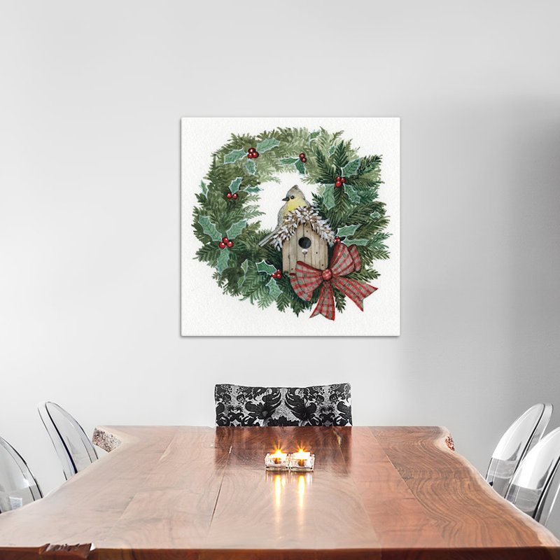 Couronne de noël iii, reproduction d’art sur toile tendue, H 26 po x l 26 po x P 1,5 po
