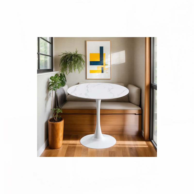 Table de salle à manger Kitchen, Marbre blanc, H 29 po x L 23,6 po x l 23,6 po