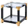 Beuna Contemporary 25" Square End Table with Glass Top and Shelf in White Brushed & Black