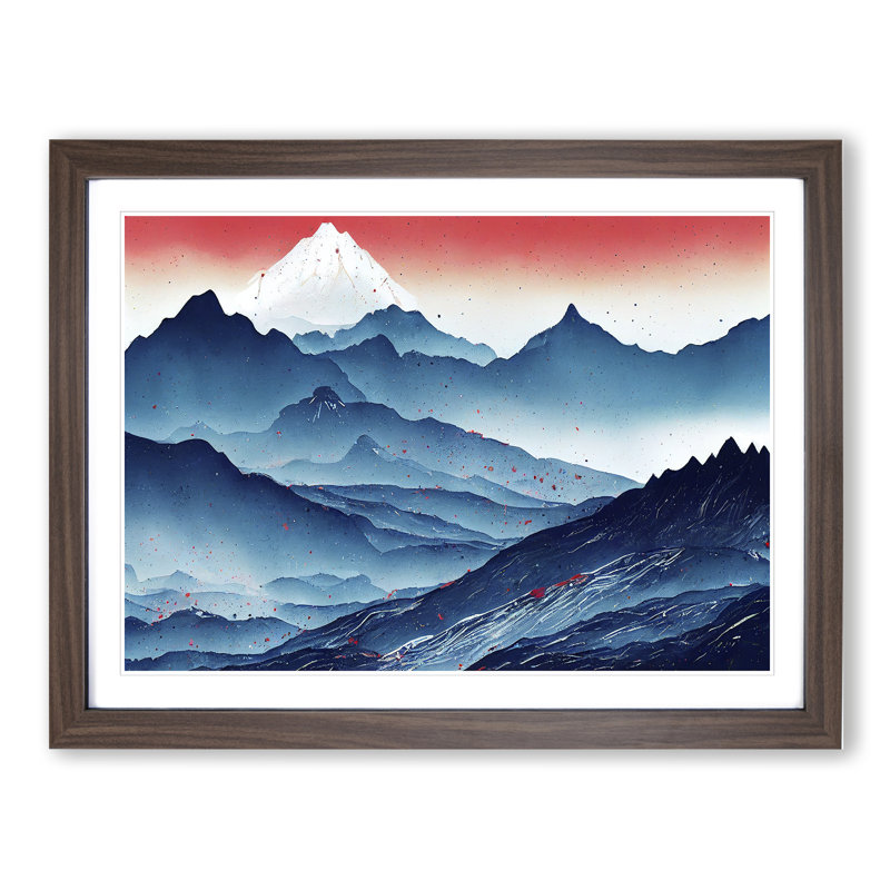 Intriguing Mountains - Framed Print, 34cm H x 46cm W x 2cm D, Walnut