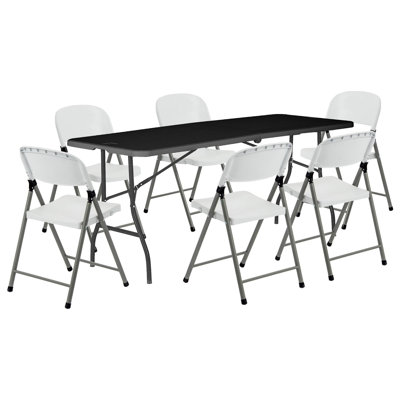 180cm Rectangular Folding Table with 6 Chairs