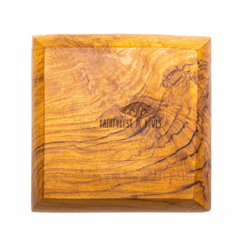 Assiette carrée en bois de teck - grand (ensemble de 2)