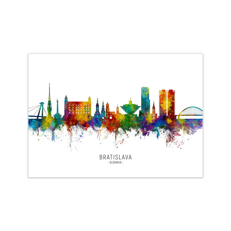 Bratislava Slovakia Skyline by Michael Tompsett - Print, Unframed, 30cm H x 42cm W x 1cm D