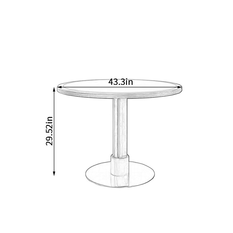 Table ronde multifonctionnelle rétro de style français, H 29,52 po x L 43,3 po x l 43,3 po