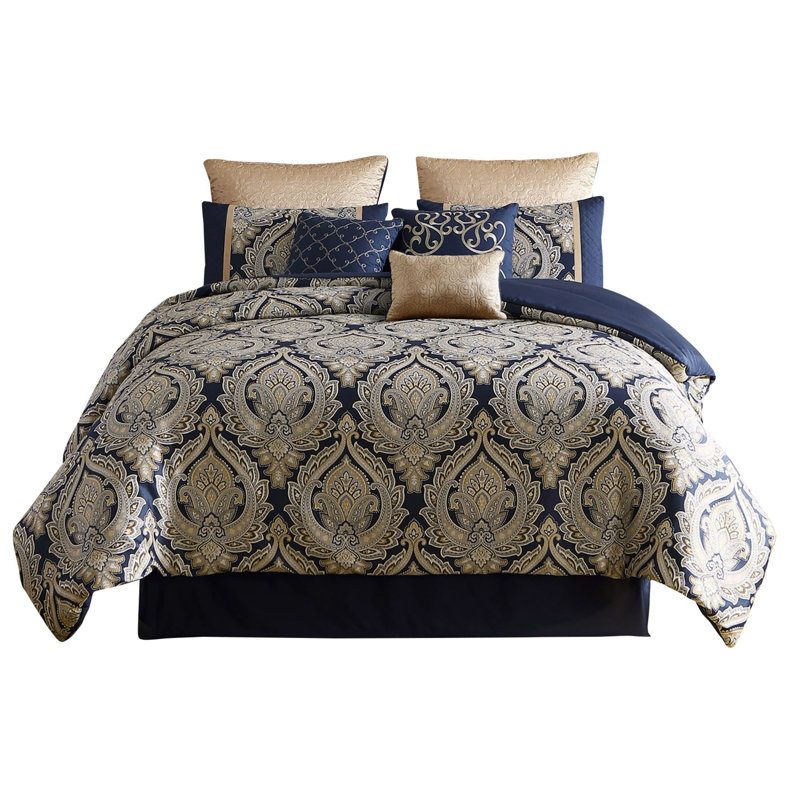 Microfiber 10 Piece Comforter Set, Blue
