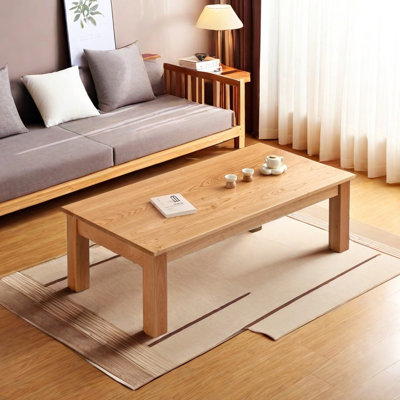 Rectangular solid wood coffee table