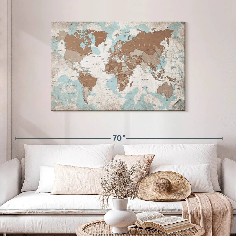 Keiri Geographic World Map VI, 30" H x 45" W