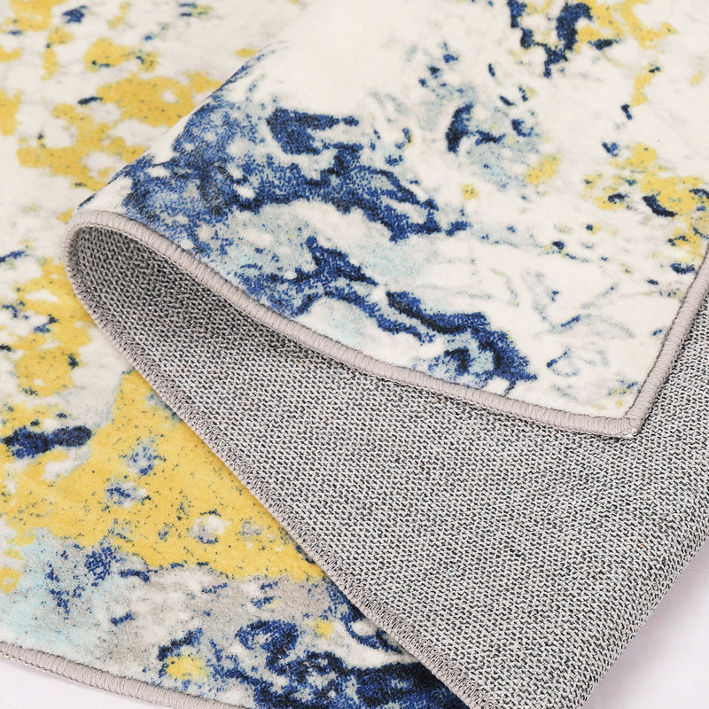 Tapis moderne abstrait Rengel, tapis doux pliables et lavables, Rectangle 2 pi x 3 pi