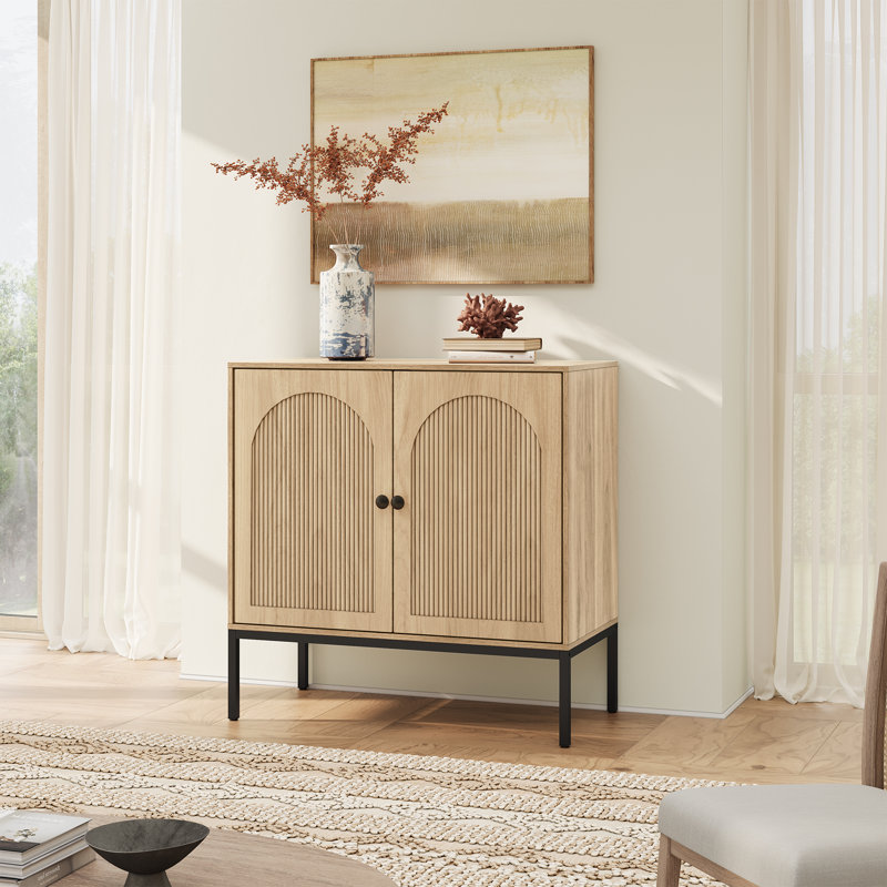 Buffet à panneaux cannelés de style minimaliste moderne de 31,5 pouces de large (ensemble de 3)