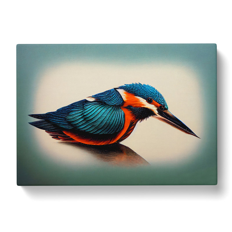 Vibrant Kingfisher Bird - Wrapped Canvas, 50cm H x 76cm W x 3cm D