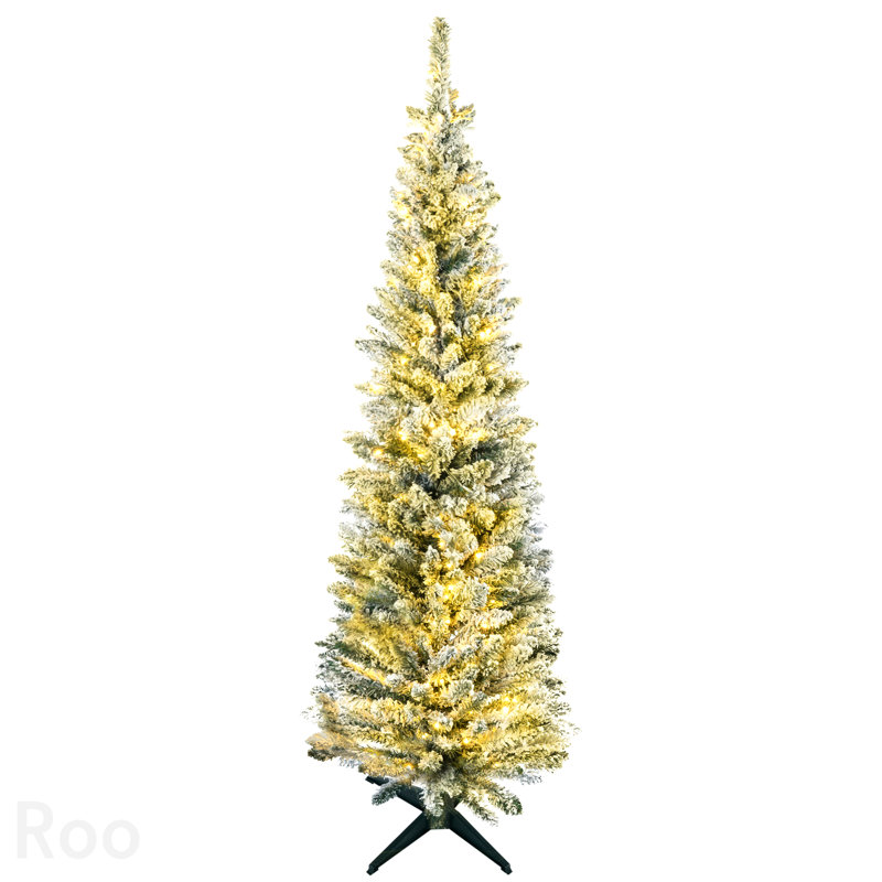Sapin de Noël artificiel Noble Fir élancé, pré-illuminé, de 1,5 m de haut, avec 110 lumières DEL blanc chaud et 294 branches, en PE et PVC - Vert