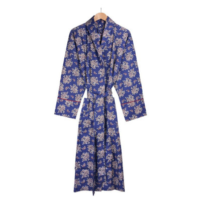 100% Cotton Velour Mid-Calf Bathrobe with Pockets