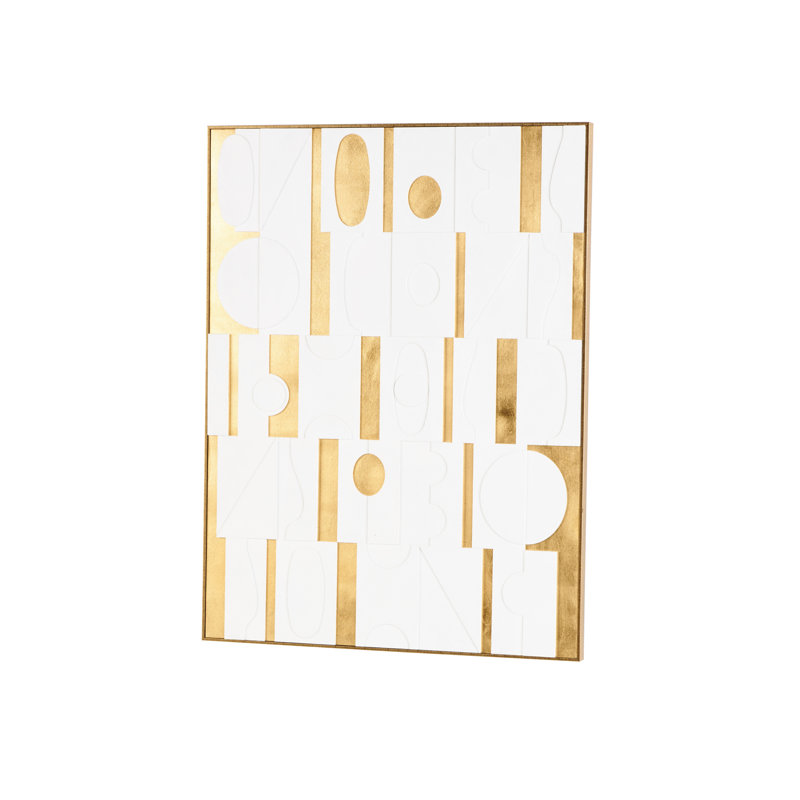 Wooden Geometric Shape Abstrac - Floater Frame Print on Canvas