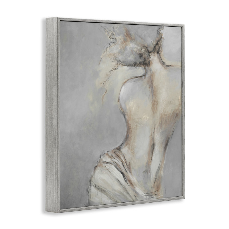Traditional Nude Baroque Portrait Gray Framed Giclee Art by Liz Jardine, 14" H x 11" W, Farmhouse Gray Framed Giclee