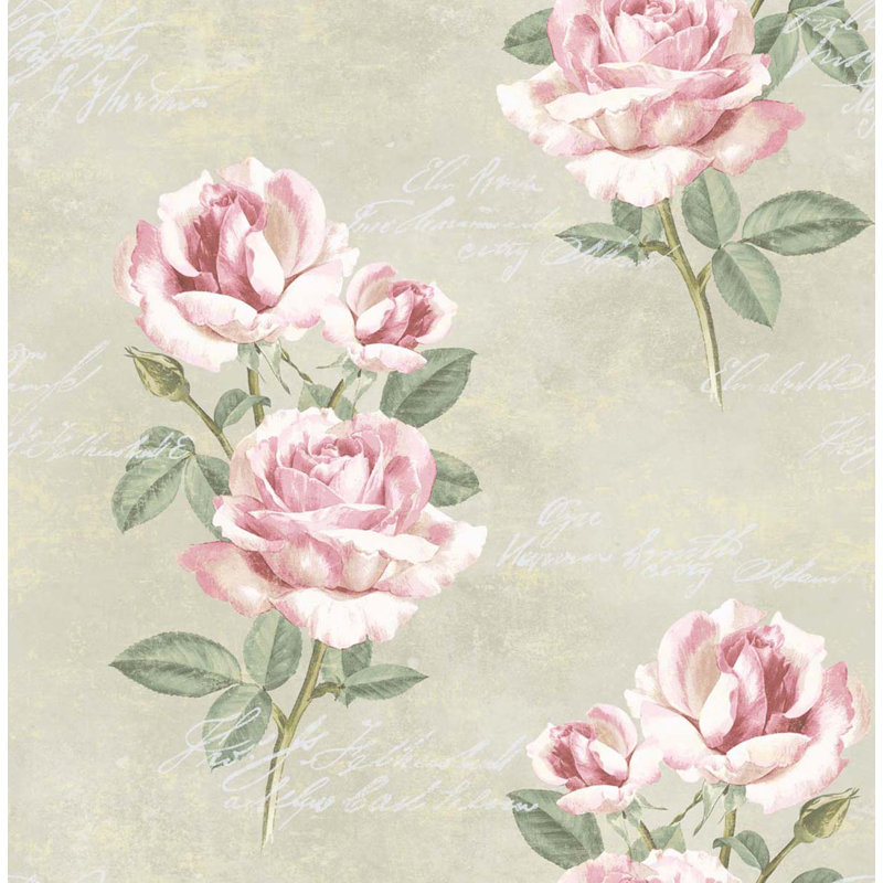 Rouleau de papier peint L 33 pi x l 20,5 po Denelle, Albâtre métallique / rosé