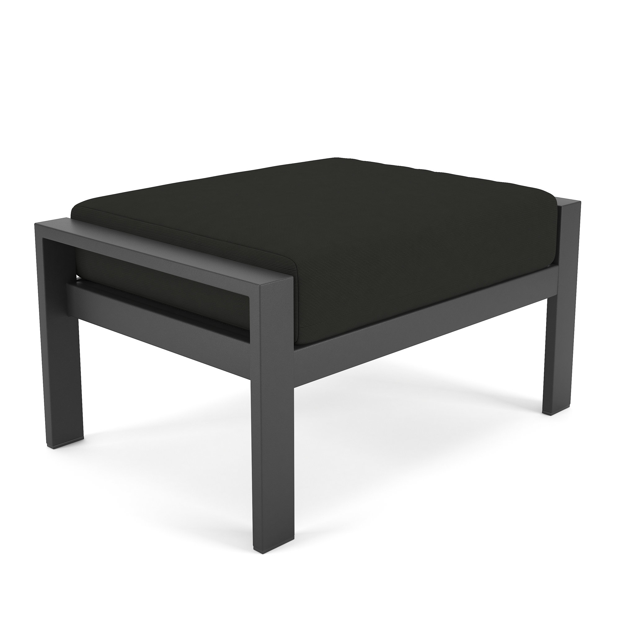 Townsend Metal Outdoor Ottoman with Sunbrella Cushion, Canvas Black Sunbrella® Canvas