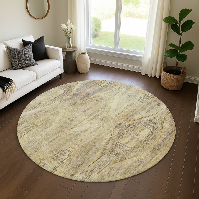 Premium Machine Washable Marasco AMF1631 Global Rug, Round 8'