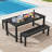 3PCS Dining Table Set w/ 2 BenchesPatio HDPE Weather Resistant Furniture Set Black-1784849582