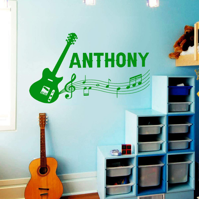 Adhésif décoratif guitare personnalisée, H 13 po x l 22 po, Vert, Oui